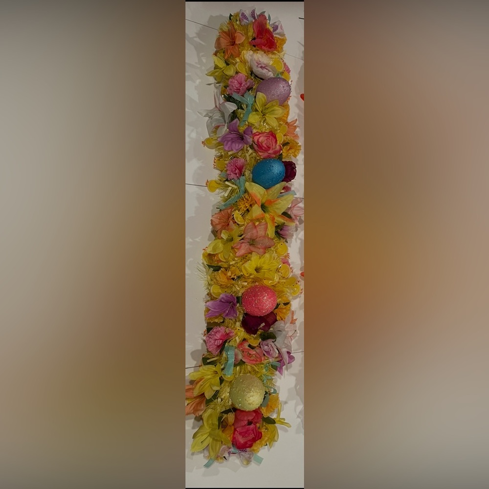 Eastern garland Spring Floral Wreath with Yellow and Pink Flowers